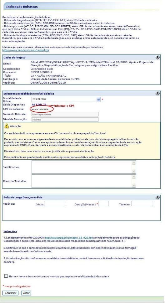 espa&ccedil;o para informar o CPF